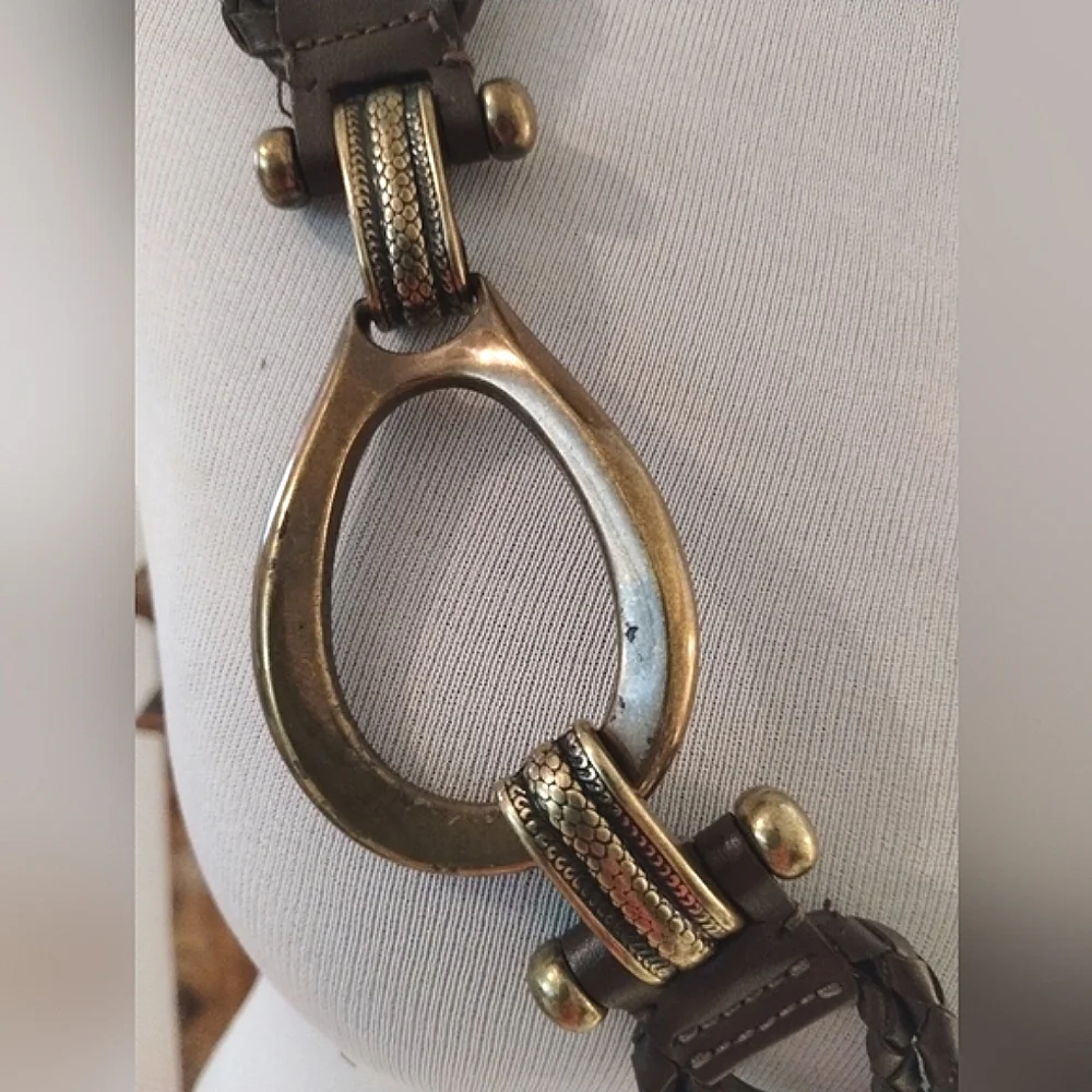 Chic Black and Gold Braided Women's Belt Size L/XL